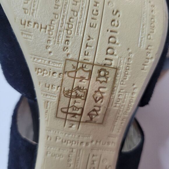 Hush Puppies Black Suede Leather Heeled Sandals - Picture 3 of 15